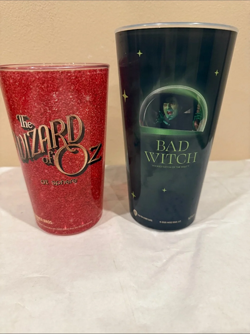 The Wizard of Oz The Sphere Las Vegas Tumblers Red Glitter & Black Wicked Witch